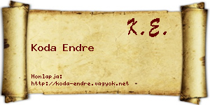 Koda Endre névjegykártya